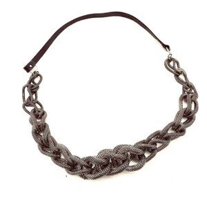 Babylone Paris Women's Braided Snake Chain Belt Silver Tone Leather Strap
